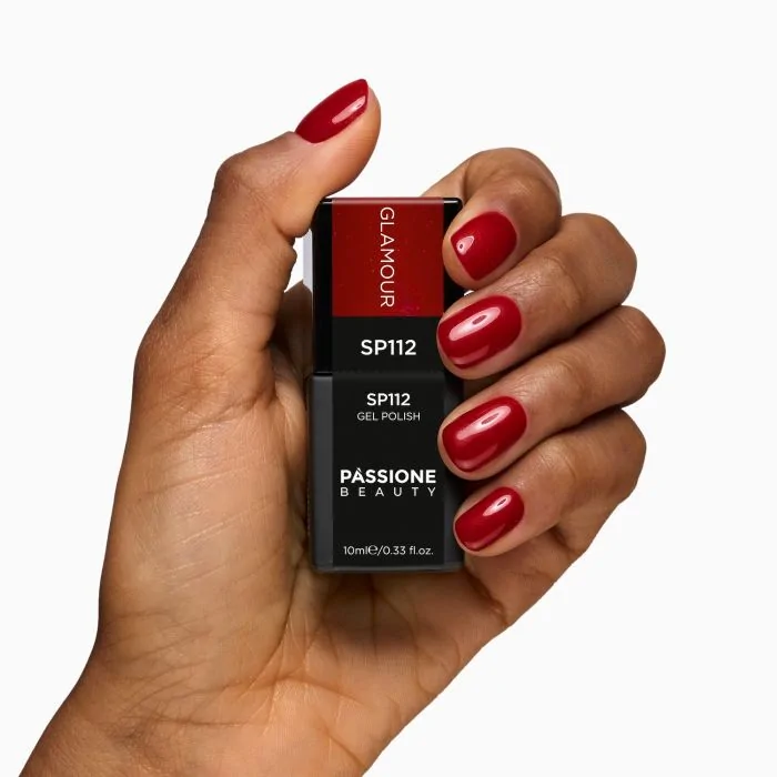 Vernis semi-permanent SP112 Glamour - Vernis semi-permanent rouge avec micro-paillettes fuchsia extra-fines - détail 3