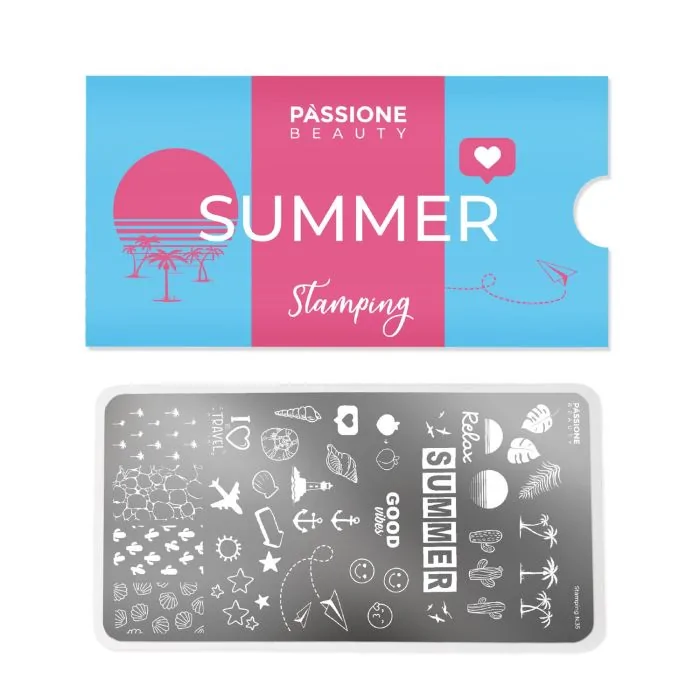 Summer - Stamping Plate - Stamping plate with summer nail decorations - detail 1