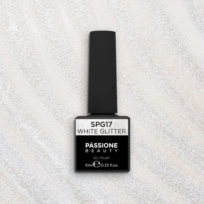 Esmalte Semipermanente SPG17 White Glitter - Esmalte semipermanente SPG17 White efecto nacarado con microbrillos - detalle 1