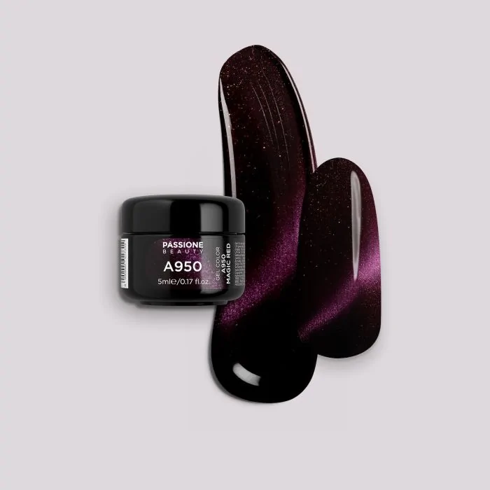Gel Color A950 Magic Red - Gel Color Cat's eyes bordeaux scuro con microglitter