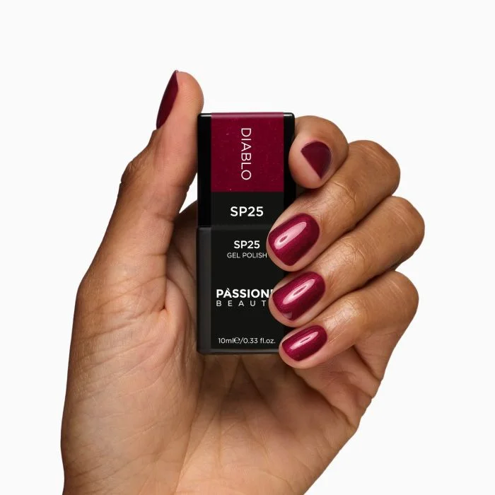 Gel Nail Polish GP25 Diablo  - Intense Burgundy Gel Polish with metallic effect  - detail 3