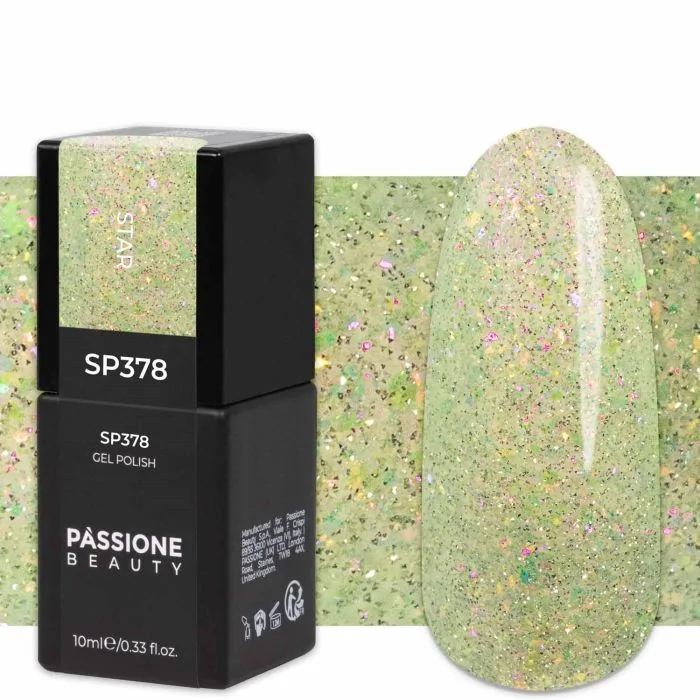 Gel Nail Polish GP378 Star  - Lime Green Gel Polish with reflective effect