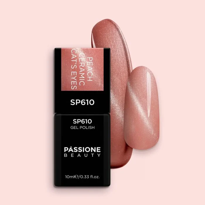 Gel Nail Polish SP610 Peach Ceramic Cat Eye - Peach Pink Gel Polish with Cat Eye Effect