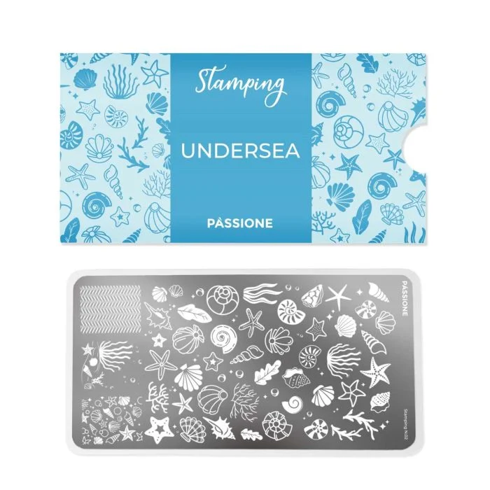 Undersea - Piastra Stamping - Nail stamping plate with shells and starfish. - detail 1