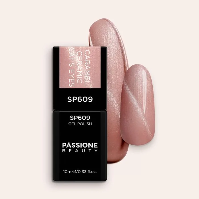 Vernis semi-permanent SP609 Caramel Ceramic Cat Eye - Vernis semi-permanent vieux rose effet cat's eyes