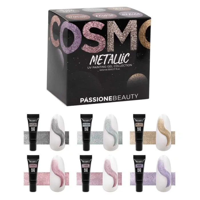 Cosmos Metallic Painting Gels Set - Set of Metal UV painting gels