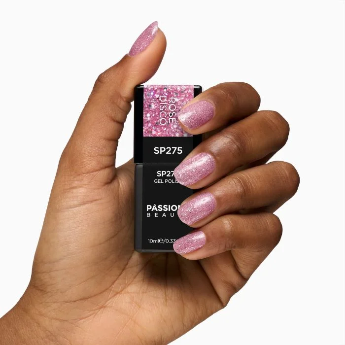 Smalto semipermanente SP275 Rosé Disco - Colore semipermanente rosa con micro-glitter olografici  - dettaglio 3
