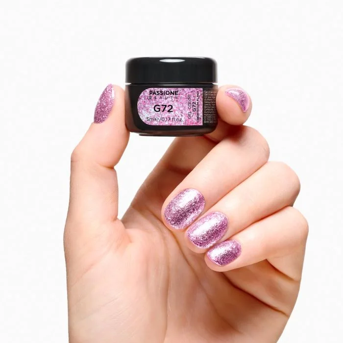 Gel Glitter G72 Chewingum Flash - Gel color fucsia con flakes argento e fucsia - dettaglio 2