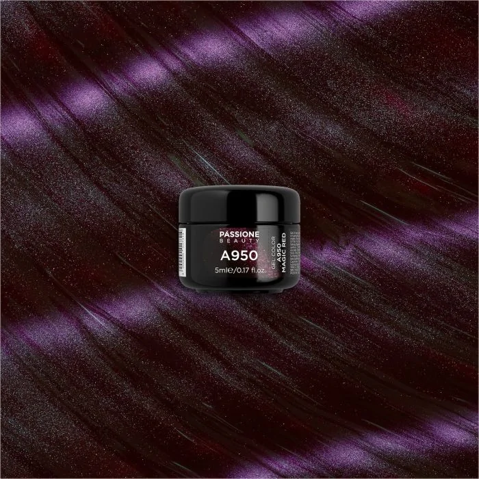Gel Color A950 Magic Red - Gel Color Cat's eyes bordeaux scuro con microglitter - detalle 3