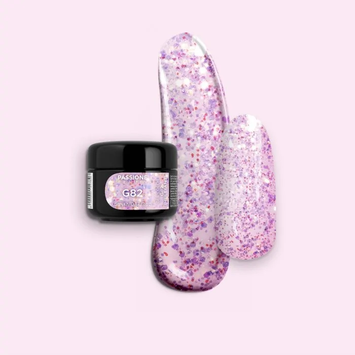 Gel Glitter G82 Brilliant - Gel couleur pailleté transparent rosé