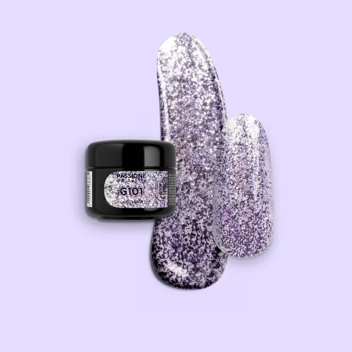 Gel Glitter G101 Glowish - Gel couleur pailleté lilas
