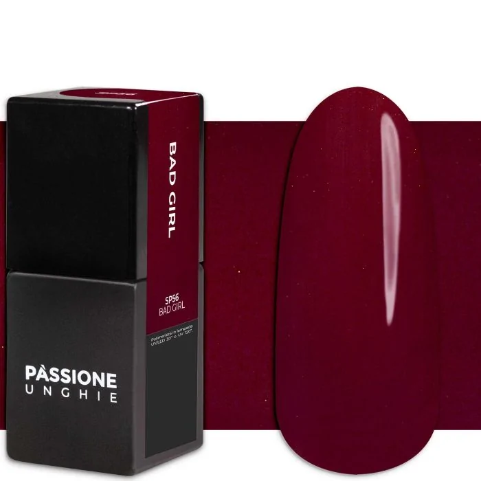 Gel Nail Polish GP56 Bad Girl - Burgundy Gel Polish with a metallic effect