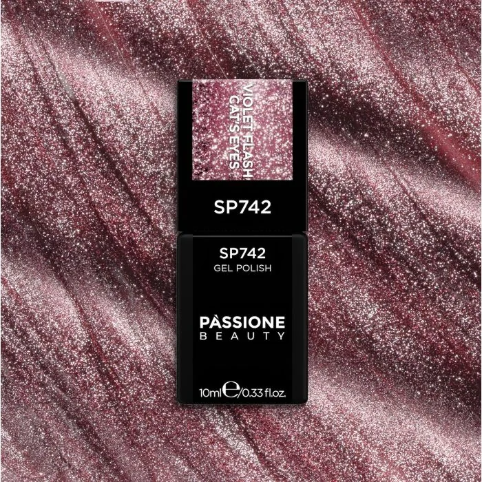 Gel Nail Polish SP742 Violet Flash Cat Eye - Violet Gel Polish with Cat Eye Effect - detail 3