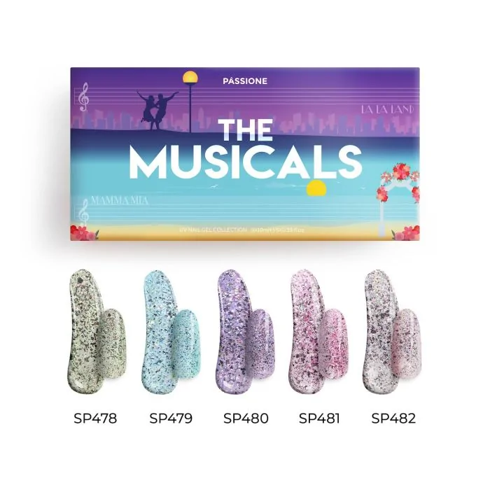 The Musicals Kit - Gel polish collection with semi-transparent base and glitter