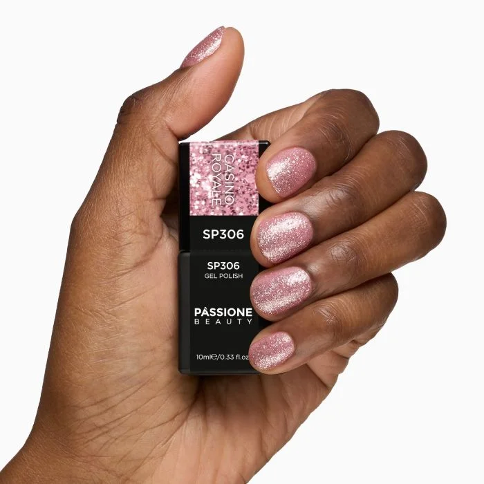 UV-Nagellack SP306 Casino Royale - UV-Nagellack Rosa mit schillernden Micro-Glitzern und holografischen Pailletten - Detail 3