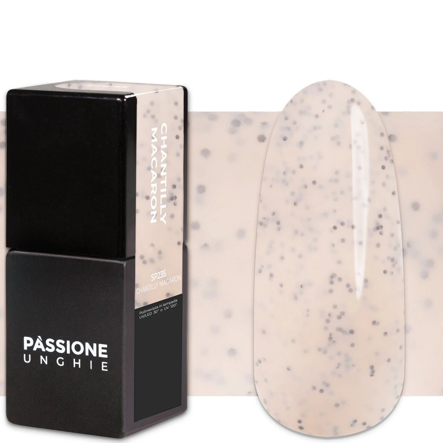 Gel Nail Polish GP235 Chantilly Macaron - Pastel Ivory Gel Polish with black particles