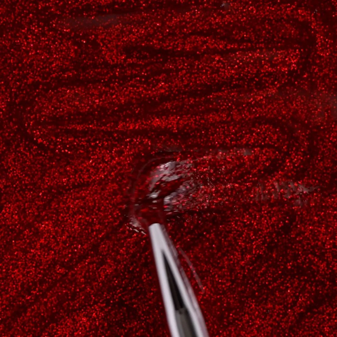 Application of Gel Nail Polish SP623 Sparkling Red