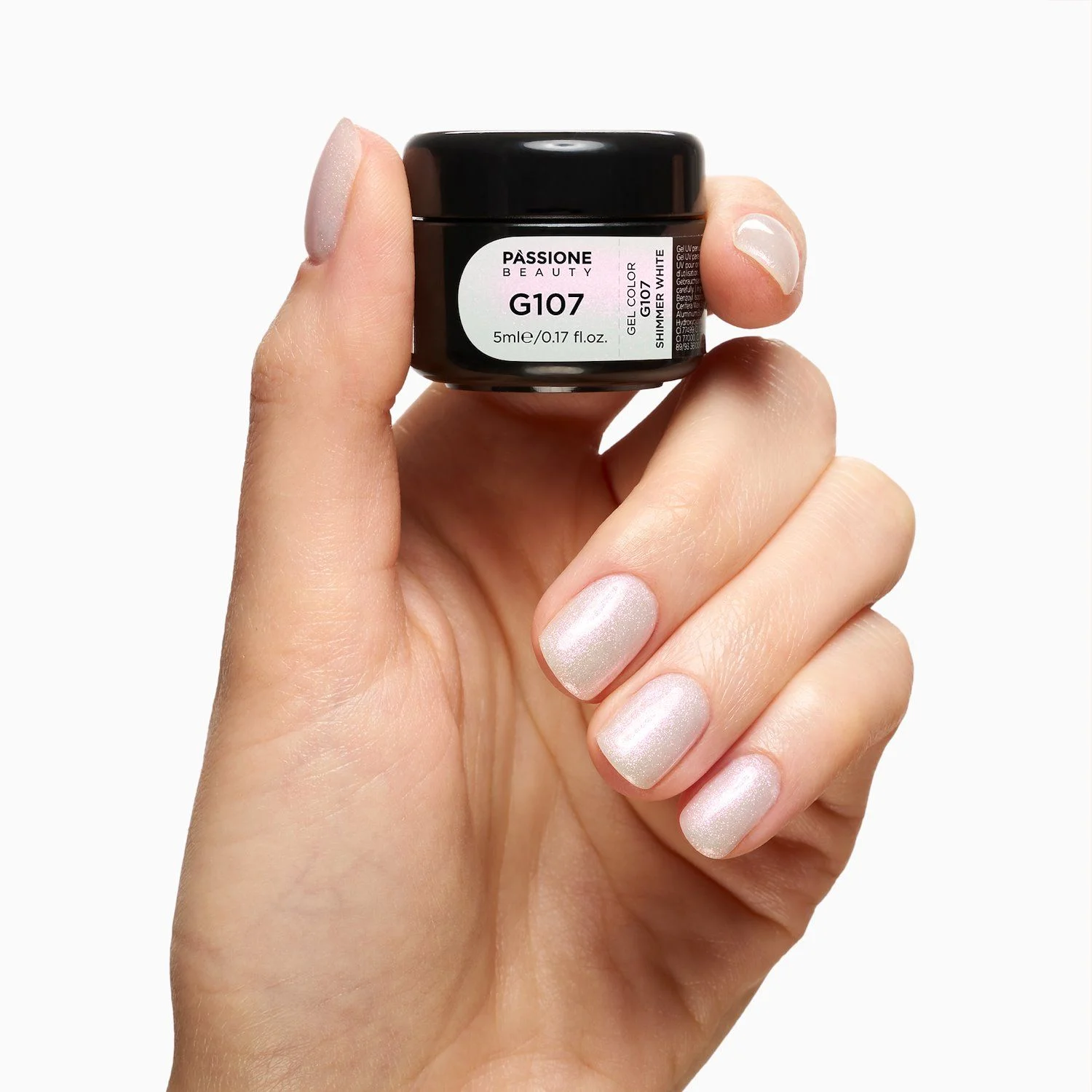 Gel Colorato G107 Shimmer White - Gel color bianco con micro-glitter effetto boreale - dettaglio 1