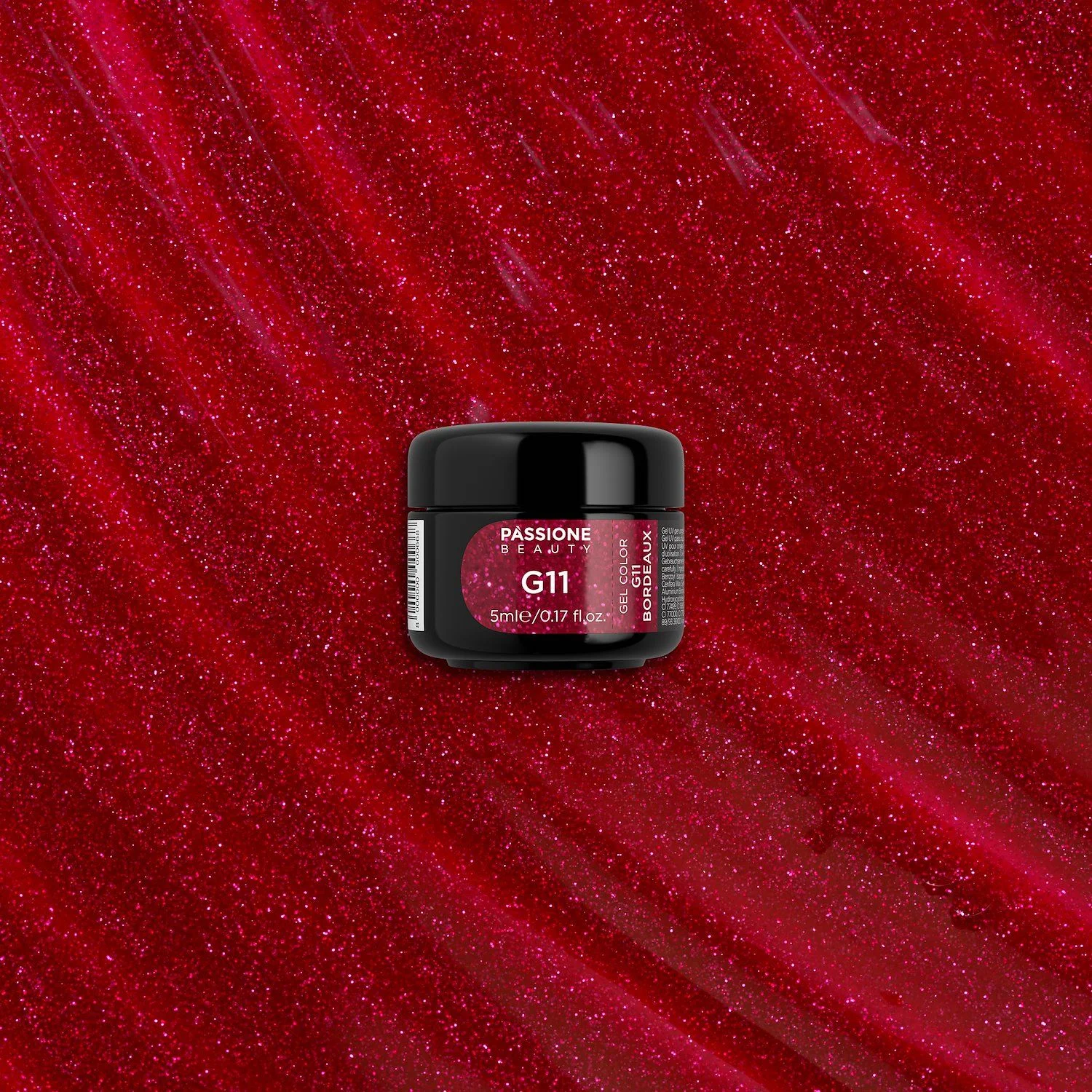 Glitter Farbgel G11 Bordeaux - Farbgel in Bordeauxrot mit Microglitter - Detail 1