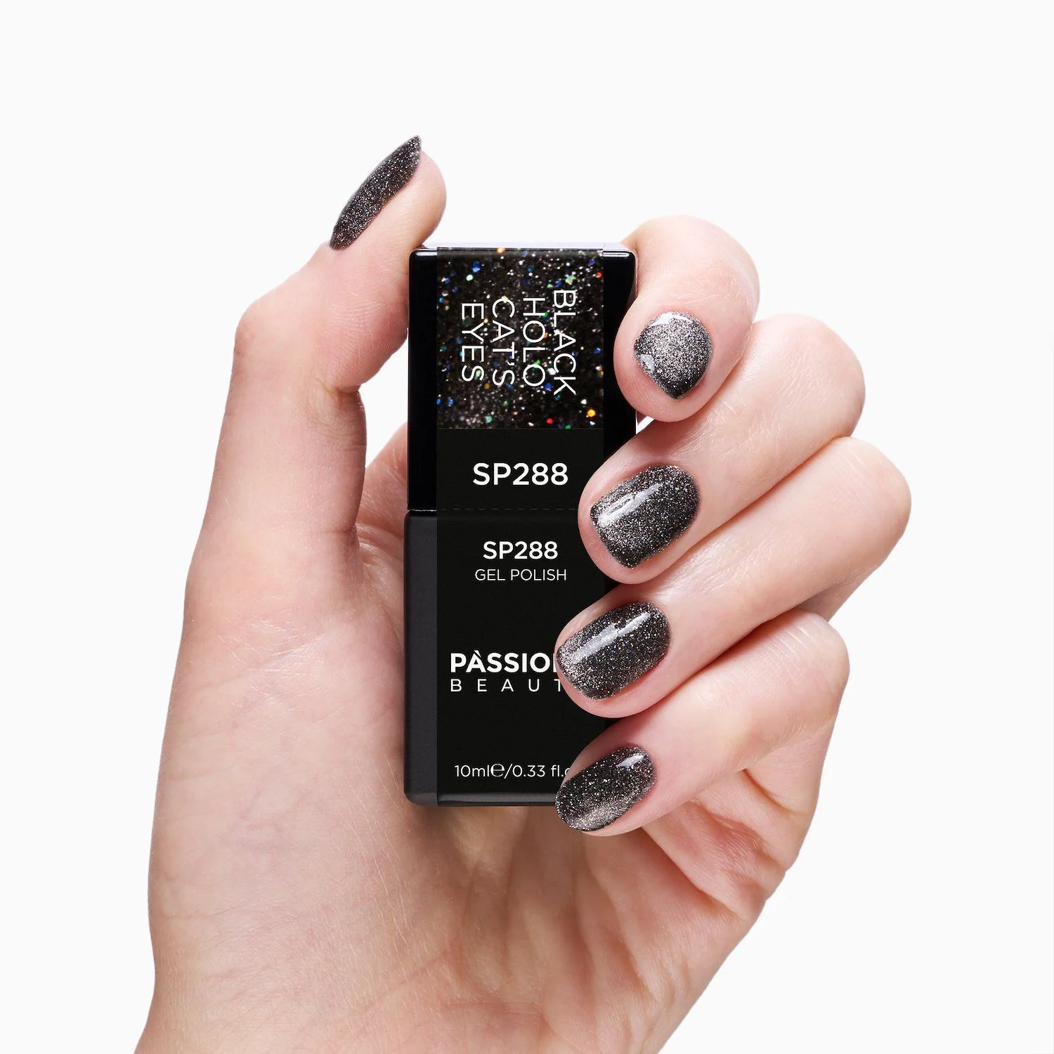 UV-Nagellack SP288 Black Holo Cat's Eyes - UV-Nagellack Schwarz Cat-Eye-Effekt - Detail 1