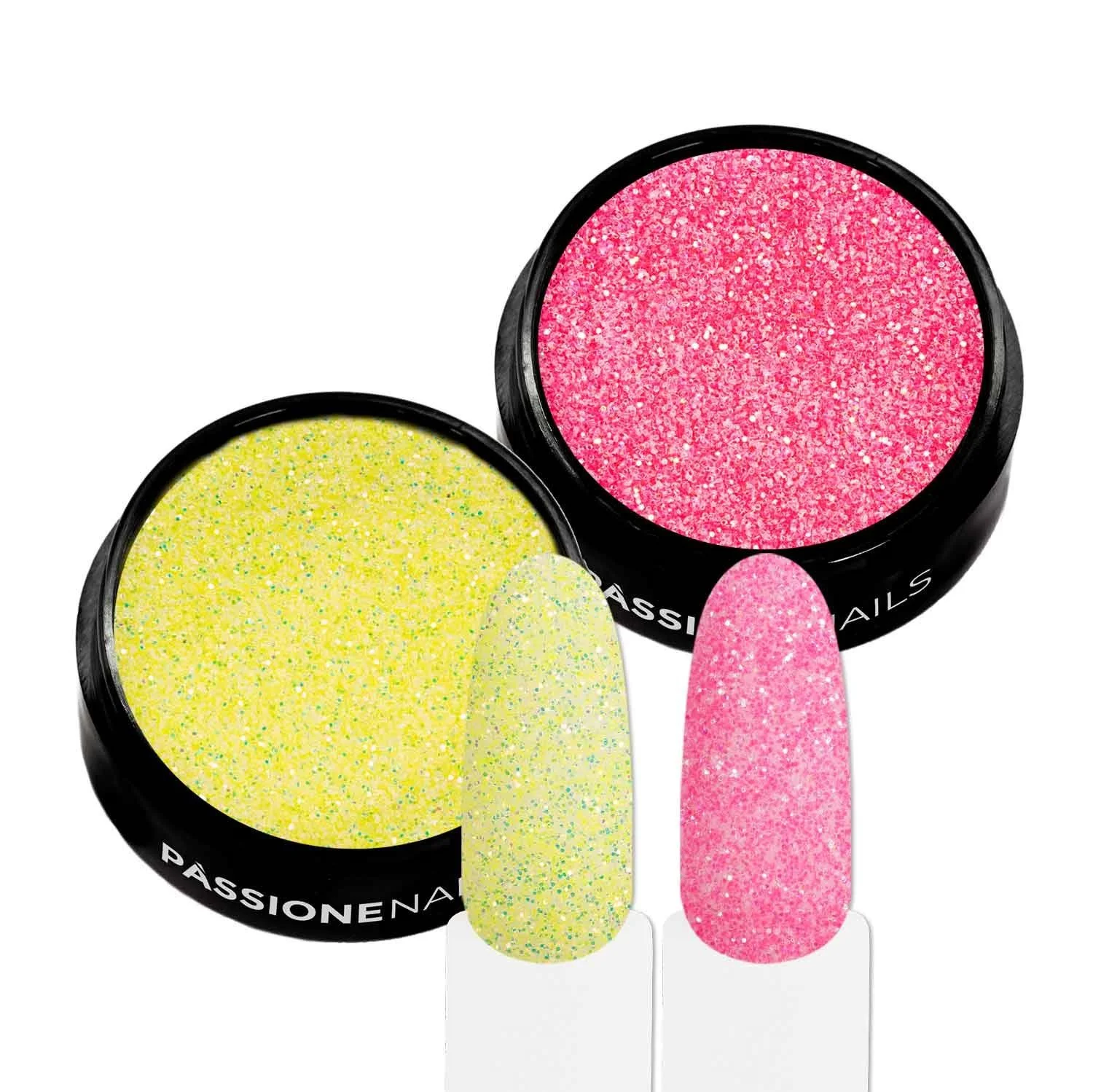 Summer Smoothie Glitter - Holographic light pink and yellow nail glitter - detail 1