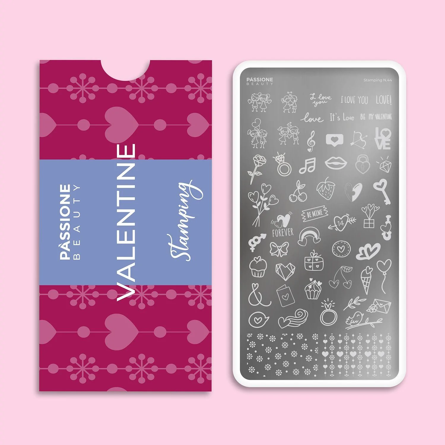 Valentine - Plaque Stamping - Plaque stamping pour décoration des ongles - thème Saint-Valentin