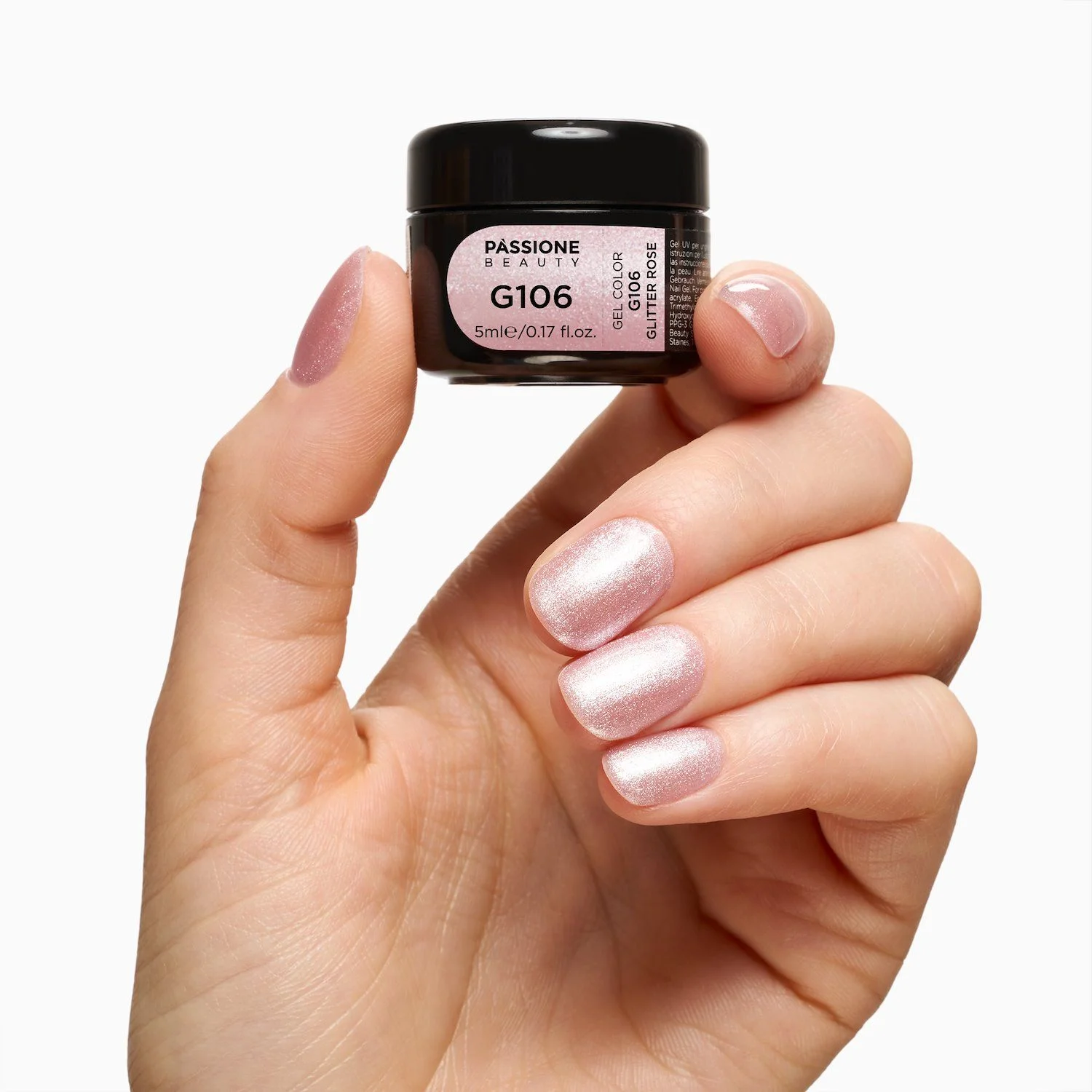 Gel Glitter G106 Glitter Rose - Gel couleur rose clair pailleté - détail 1