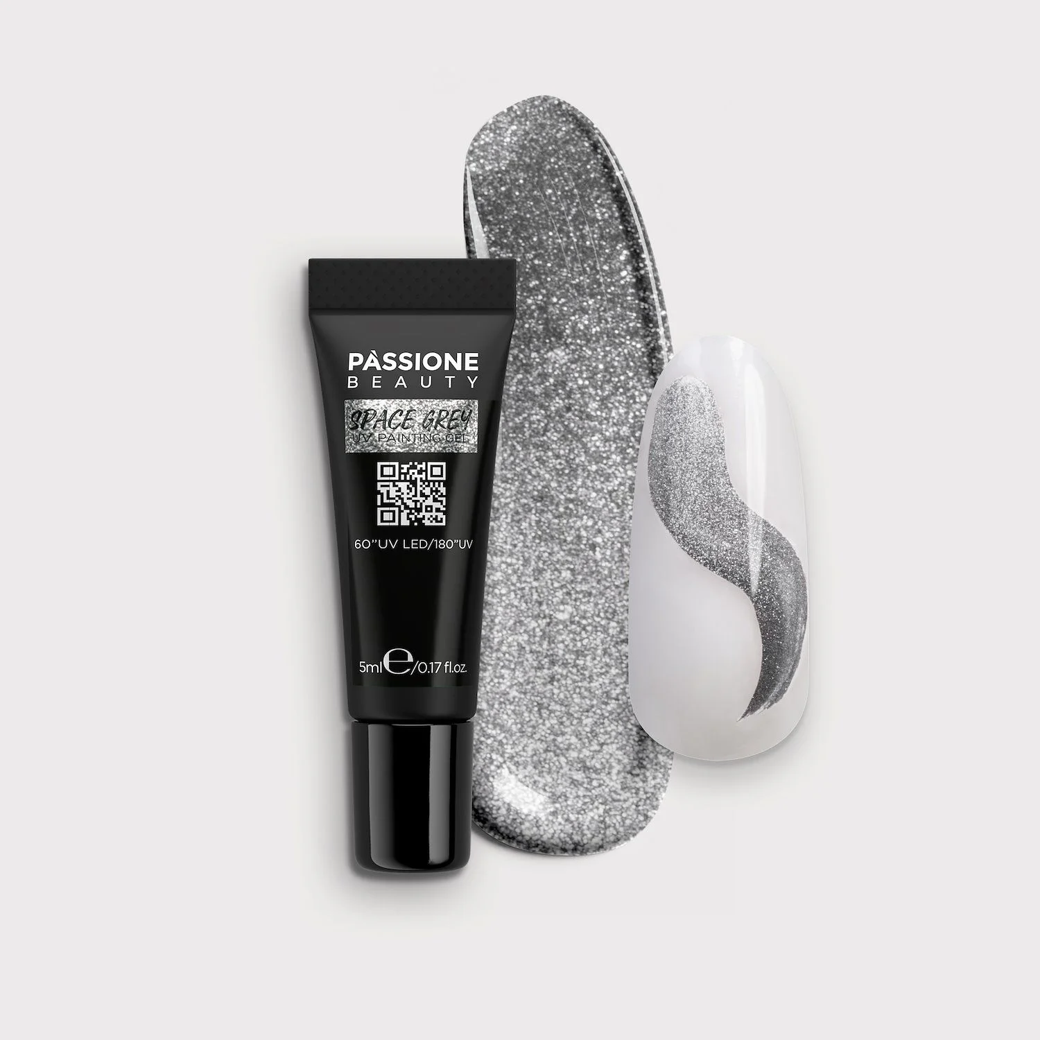 Space Grey UV Painting Gel - Space UV Gel Paint Dark Grey Teal with Ultra-Fine Silver Micro-Glitter