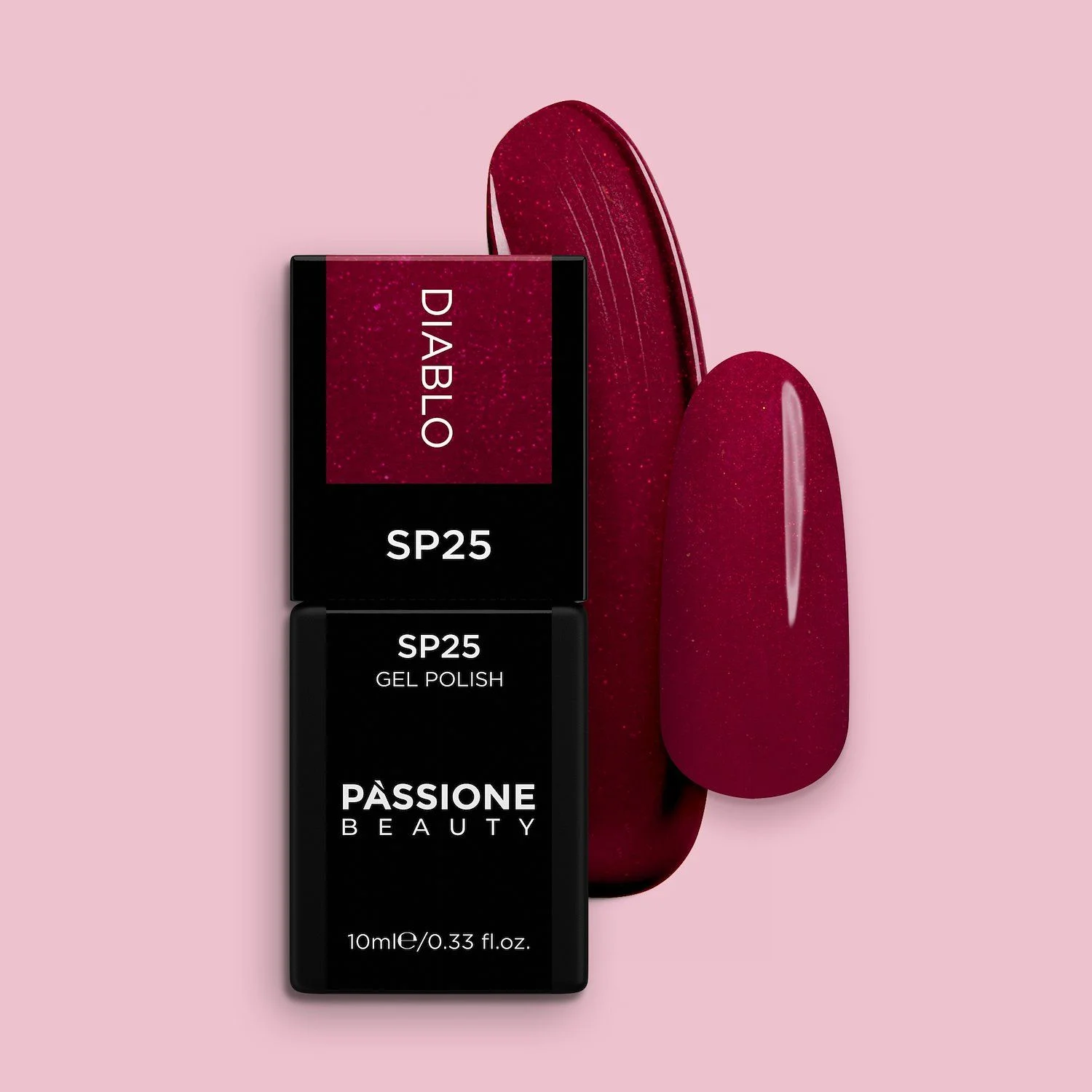 Gel Nail Polish GP25 Diablo  - Intense Burgundy Gel Polish with metallic effect 