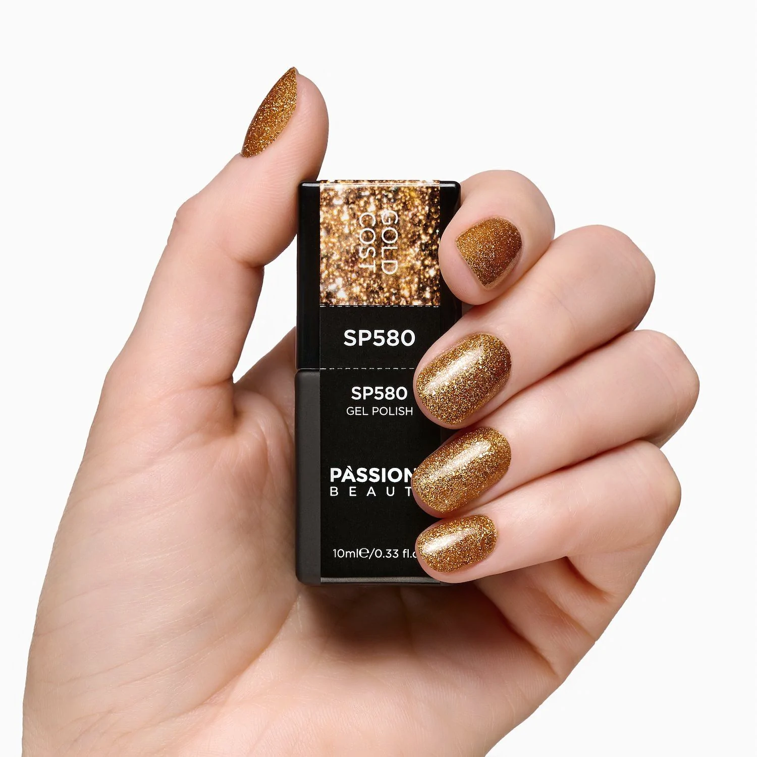 Gel Nail Polish SP580 Gold Cost - Bronze Gel Polish with Gold Micro-glitter and Micro-flakes - detail 1
