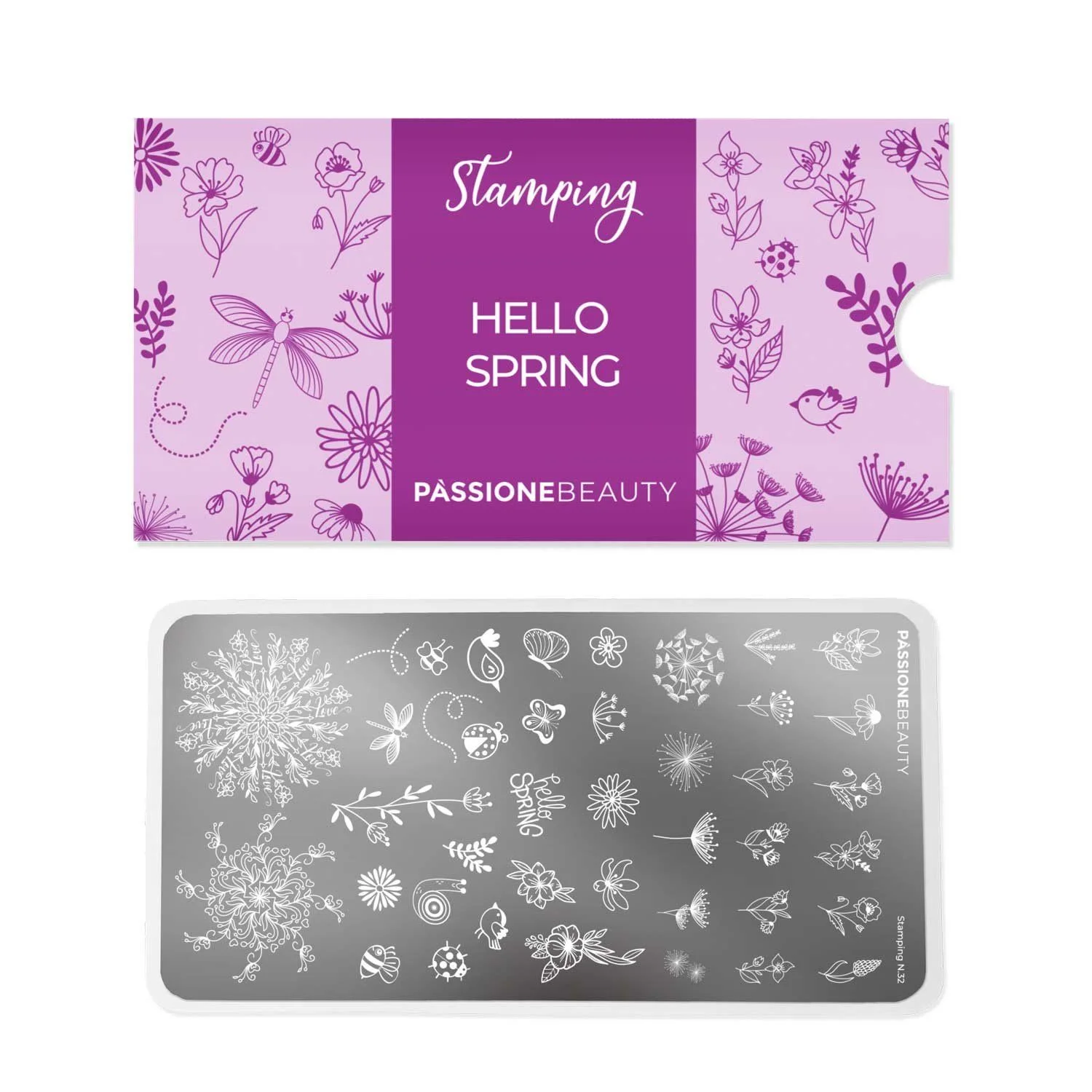 Hello Spring - Stamping Plate - Stamping plate with spring nail decorations - detail 1