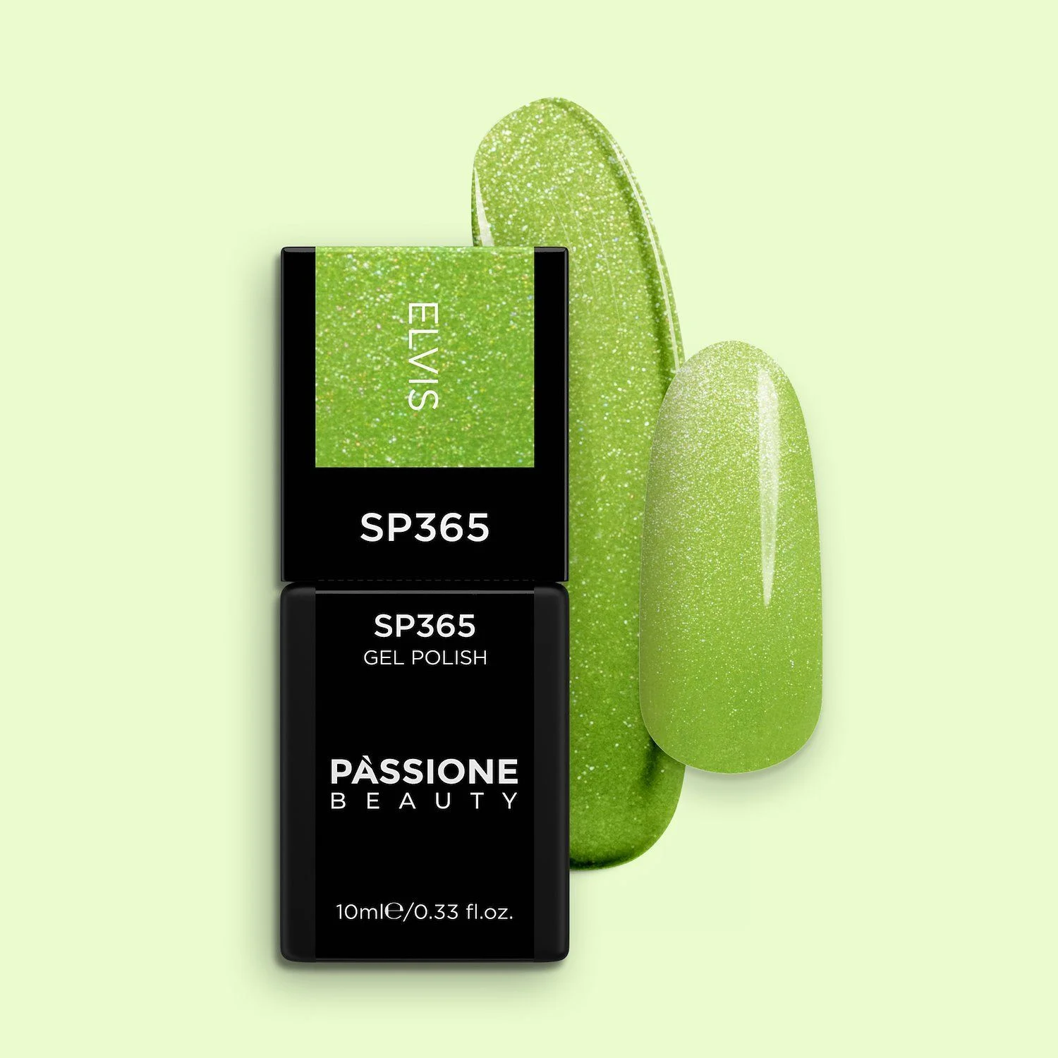 Gel Nail Polish GP365 Elvis  - Metallic Lime Green Gel Polish with Pearlescent Effect