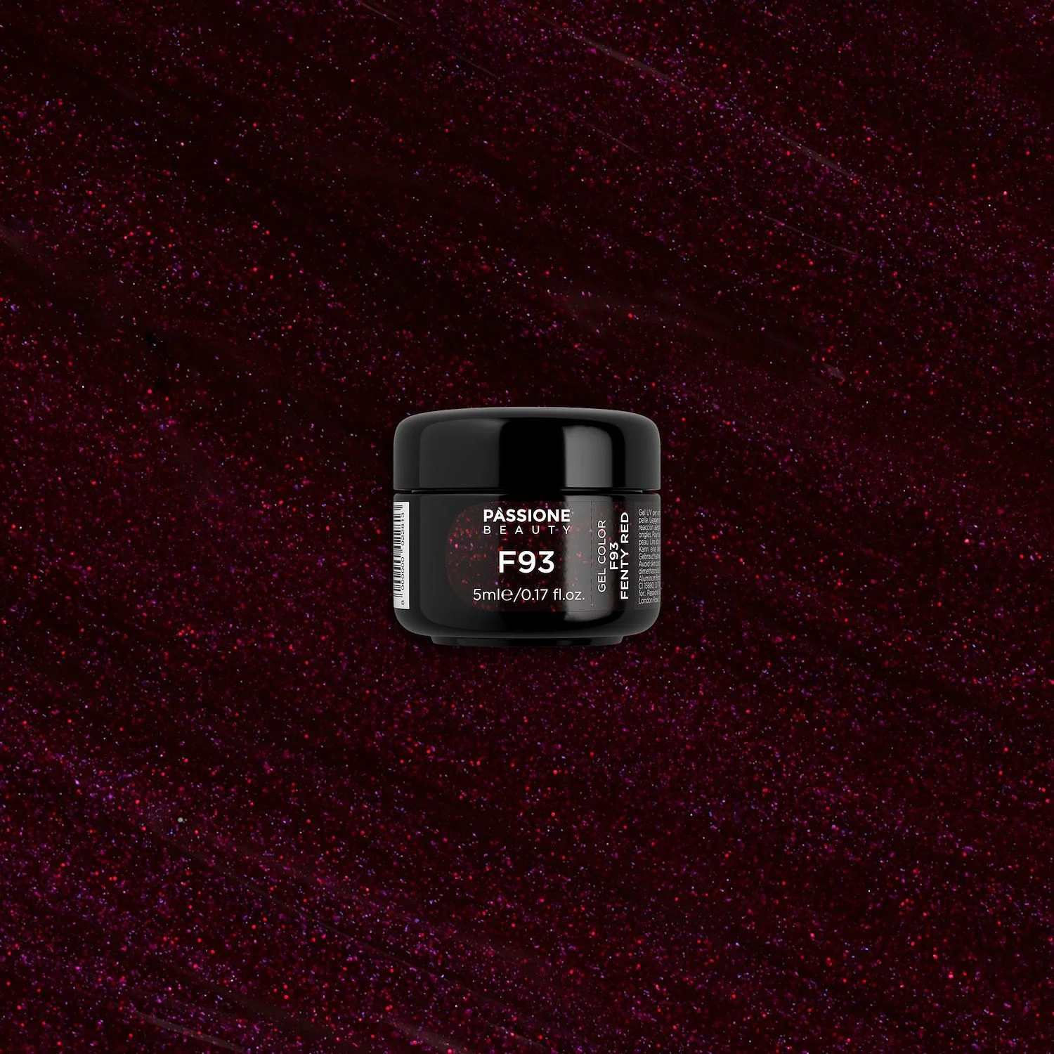 Farbgel F93 Fenty Red - Farbgel in Dunkelrot mit Mikroglitter - Detail 1