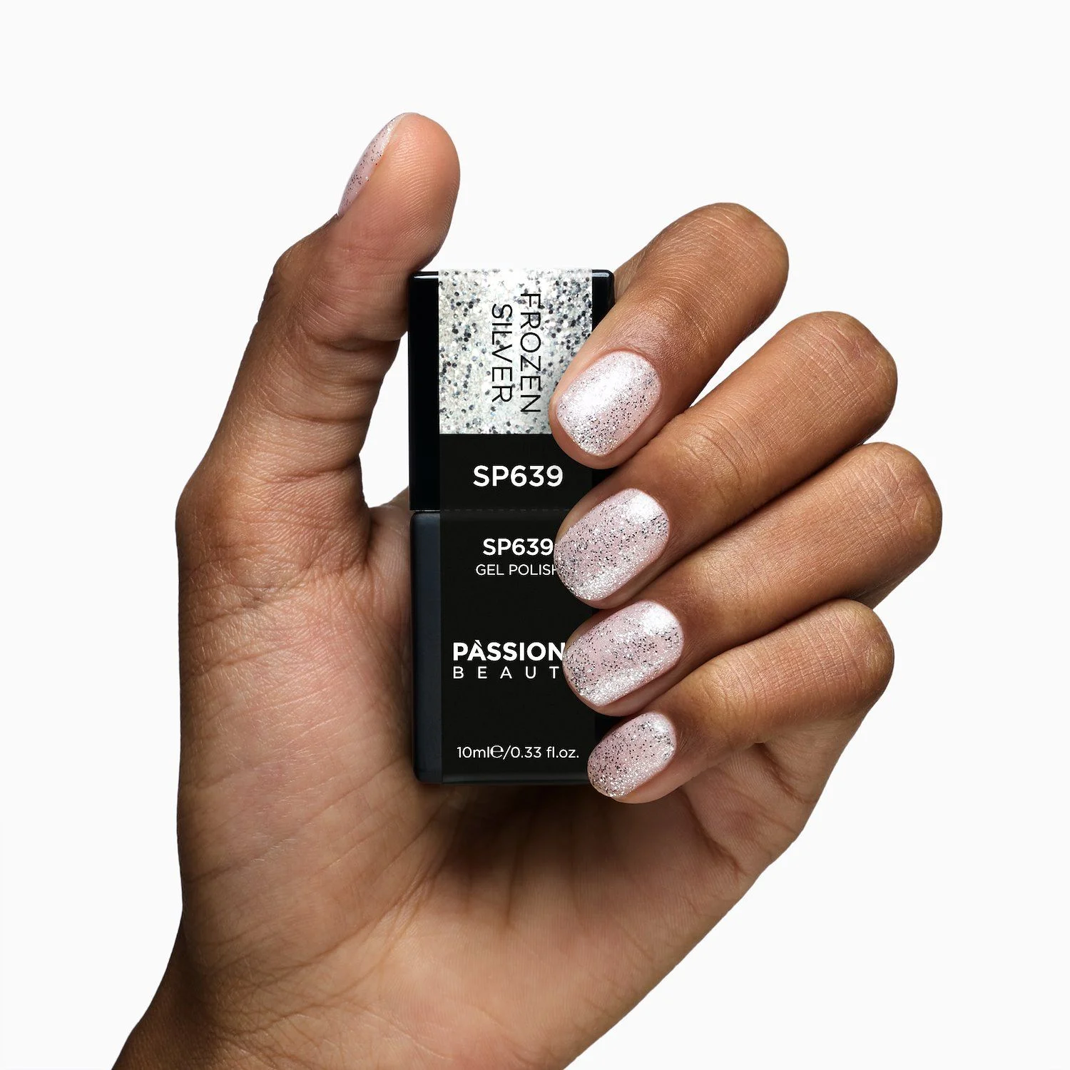 UV-Nagellack SP639 Frozen Silver - UV-Nagellack Transparent mit silbernen Glitzern - Detail 1