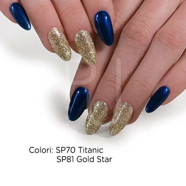 Gel Nail Polish GP81 Gold Star  - Gel Polish with golden glitter - detail 1