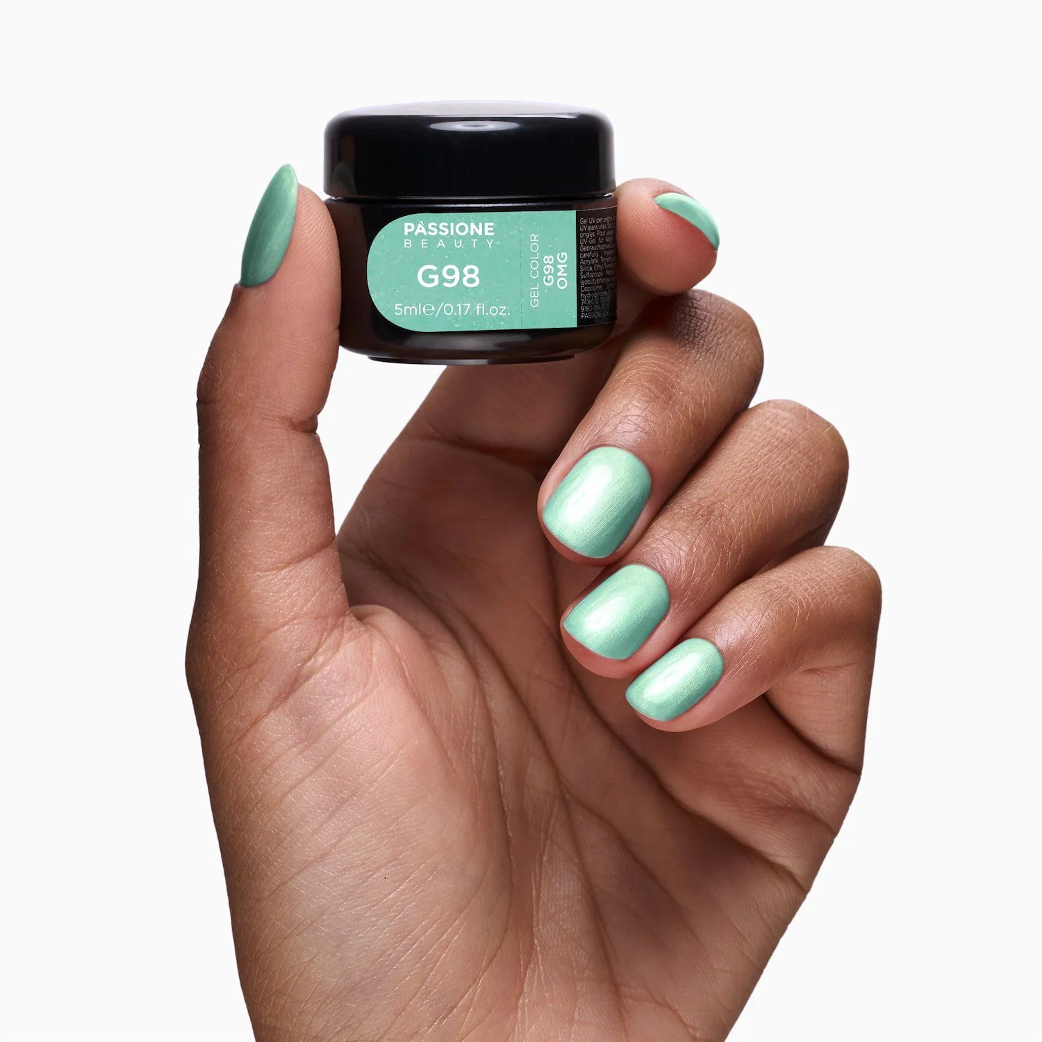 Gel glitter G98 Omg - Gel couleur pailleté vert aigue-marine, avec un léger effet perlé - détail 2