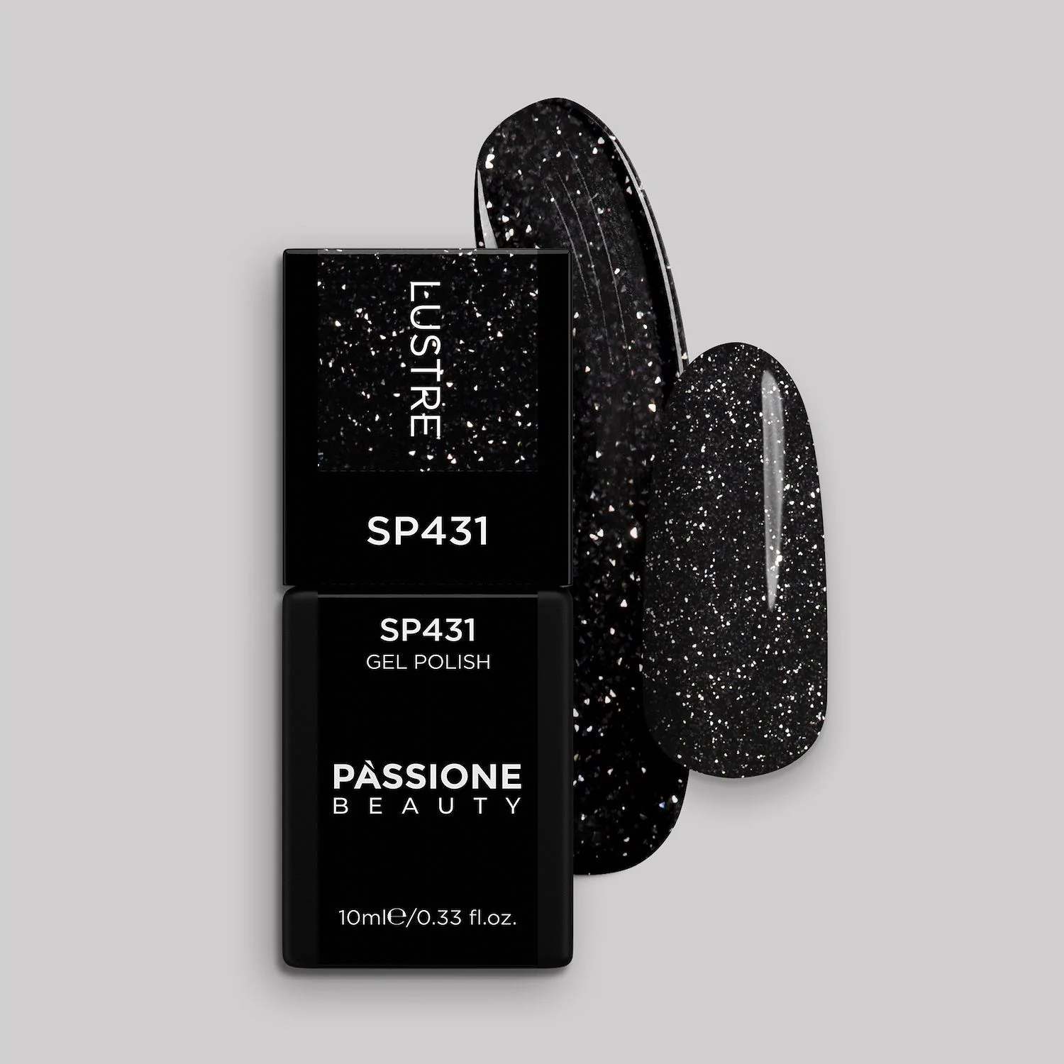 Vernis semi-permanent SP431 Lustre - Vernis semi-permanent noir avec micro-paillettes argent