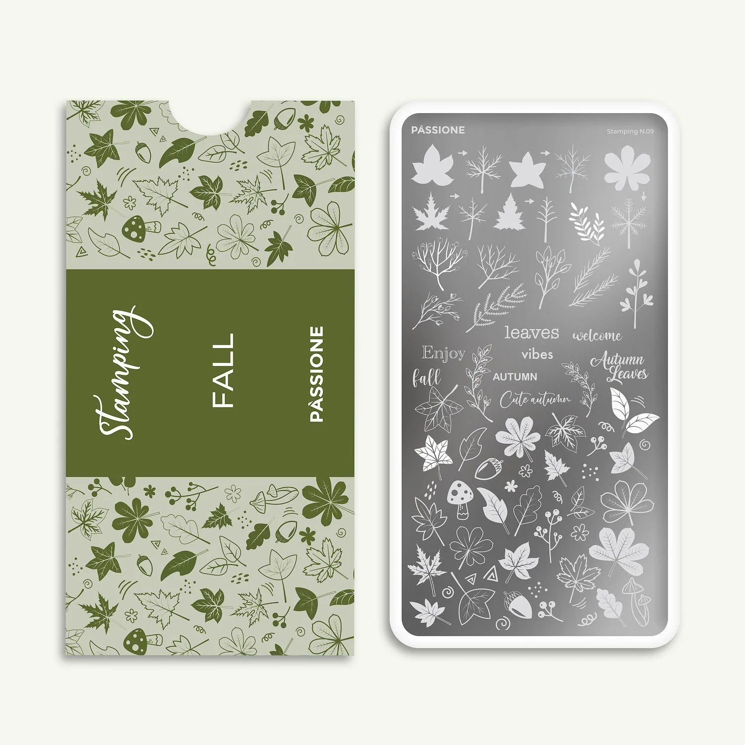 Fall - Stamping Plate - Nail stamping plate for nail art with autumn leaves