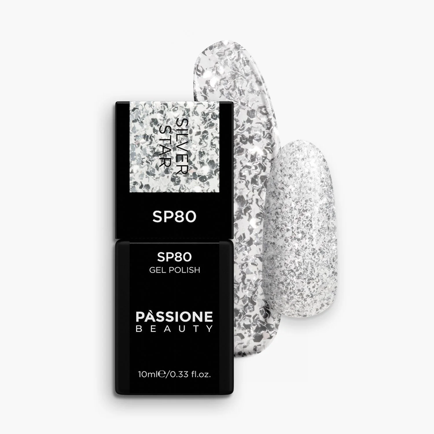 UV-Nagellack SP80 Silver Star - UV-Nagellack Transparent mit Silber-Flakes