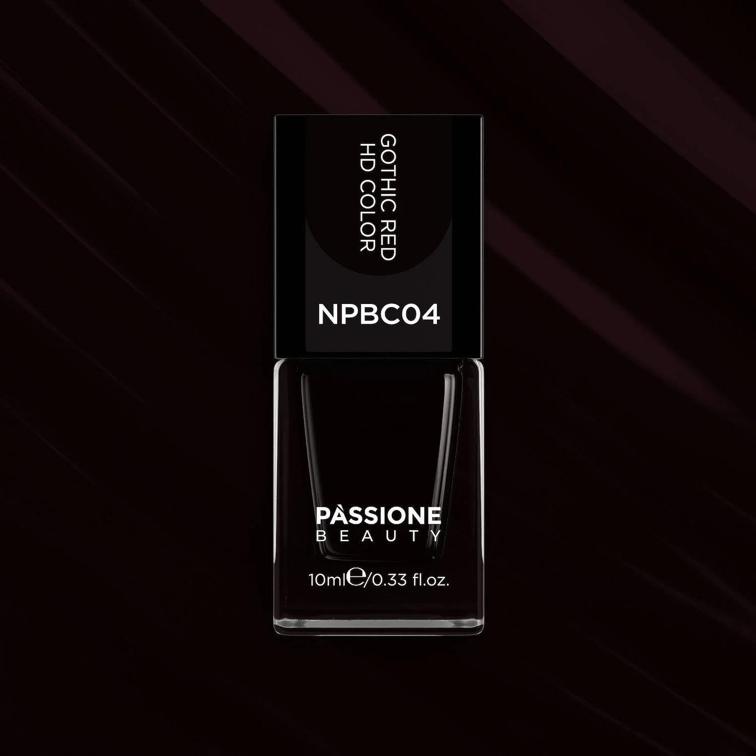 Vernis NPBC04 Gothic Red HD Color - Vernis à ongles couleur bordeaux foncé tirant sur le marron - détail 1