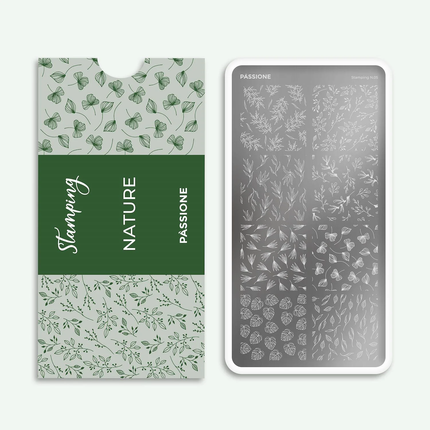 Nature - Stamping Plate - Nail stamping plate with tropical trees andleaves
