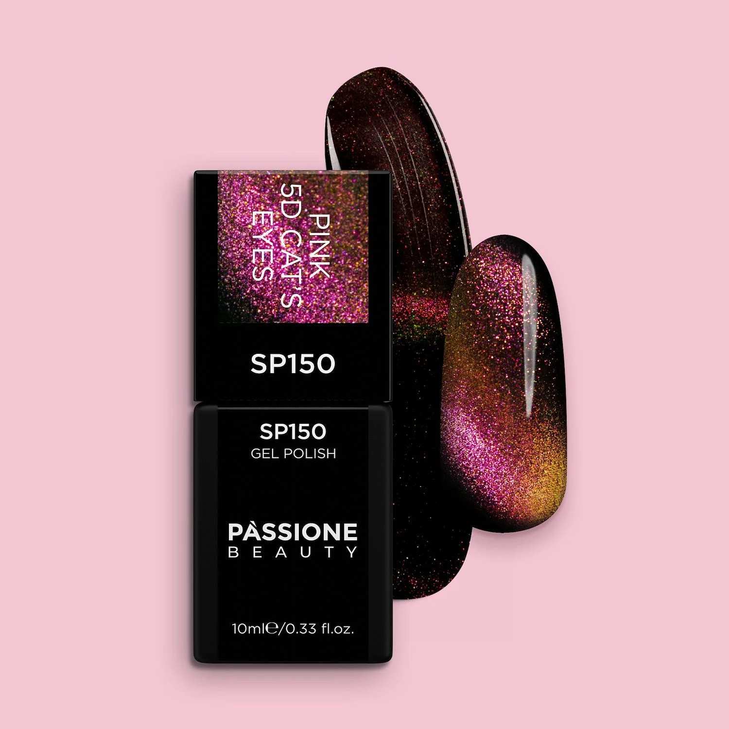 Gel Nail Polish SP150 Pink 5D Cat Eye - Coral Pink Gel Polish with Cat Eye Effect