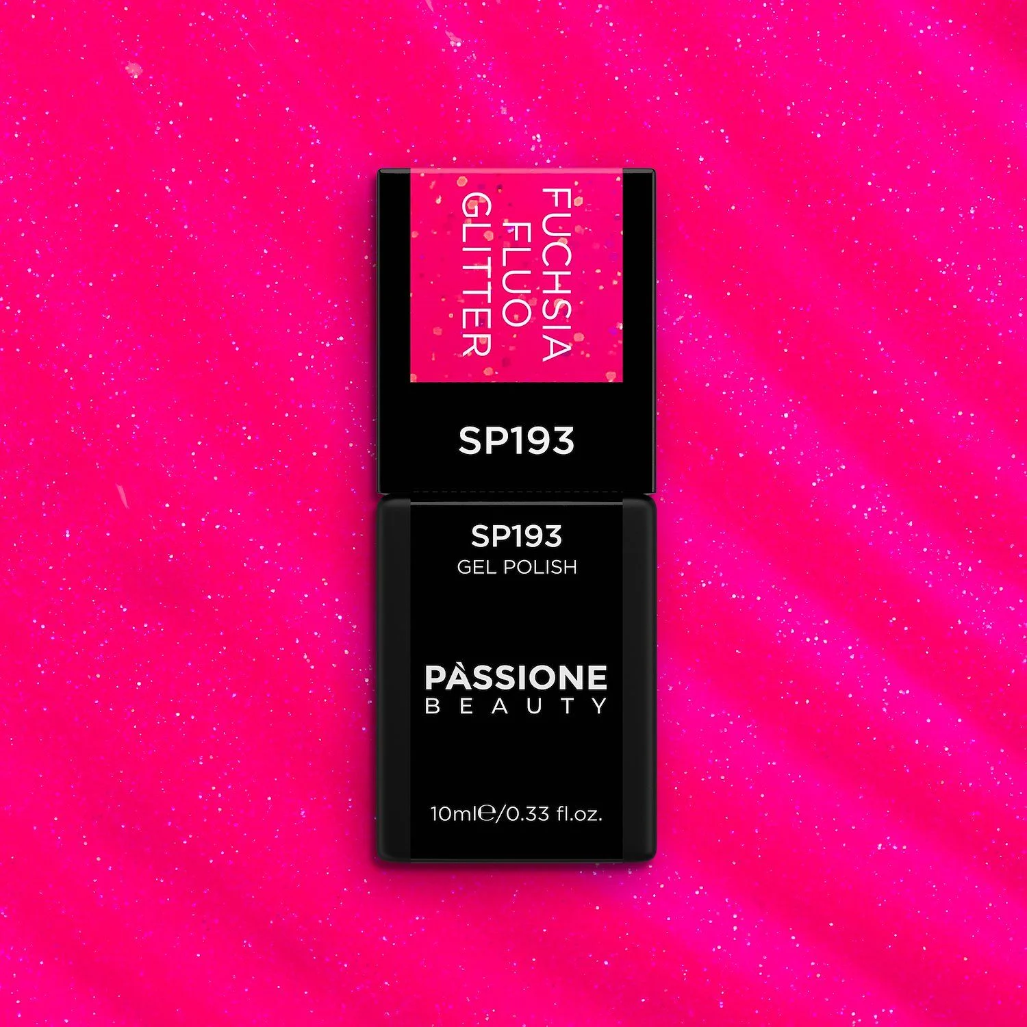 Gel Nail Polish SP193 Fuchsia Fluo Glitter - Fluo Fuchsia Gel Polish with Multicolour Glitter - detail 2