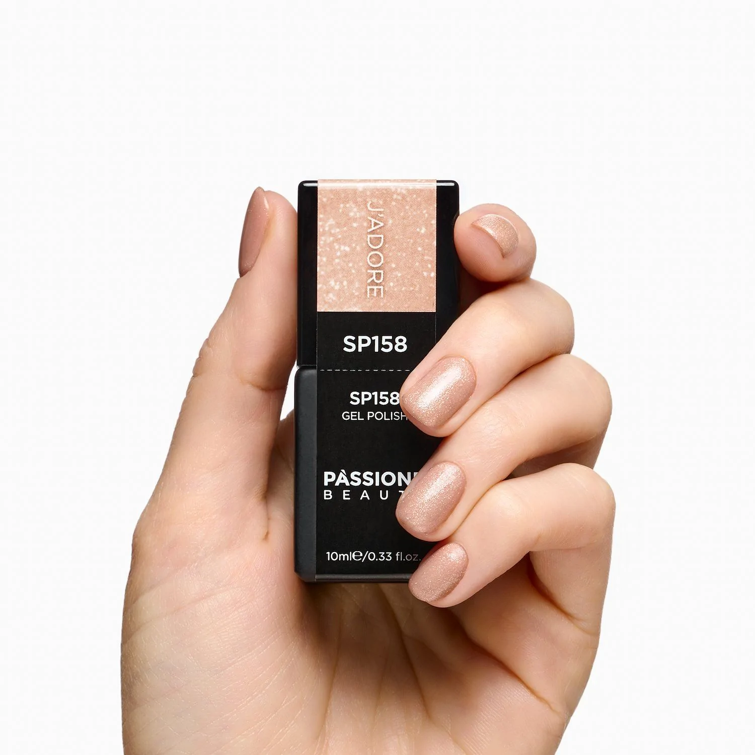 Gel Nail Polish SP158 J'Adore - Nude Pink Gel Polish with Silver Micro-glitter - detail 1