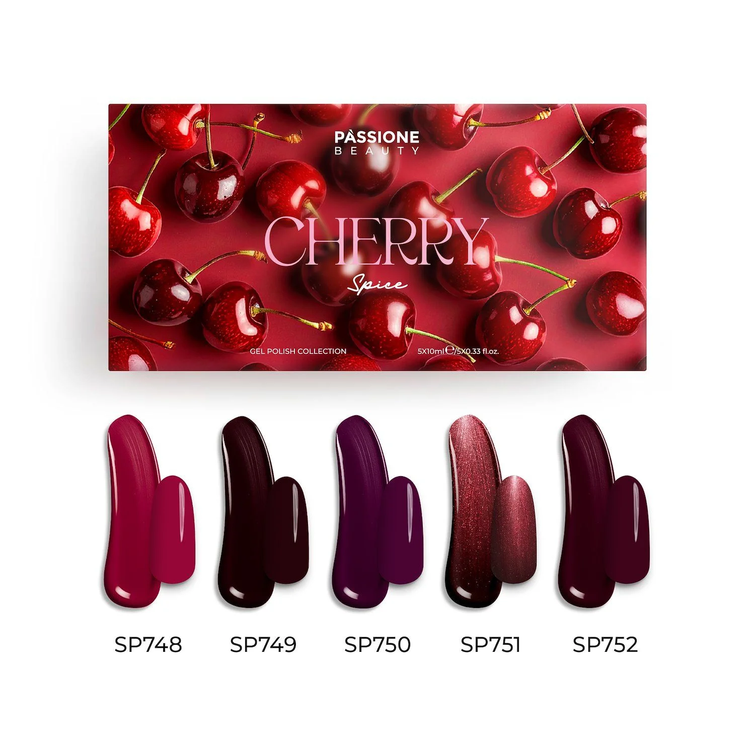 Colección Cherry Spice - Semipermanente - Kit de esmaltes semipermanentes, colores intensos y elegantes