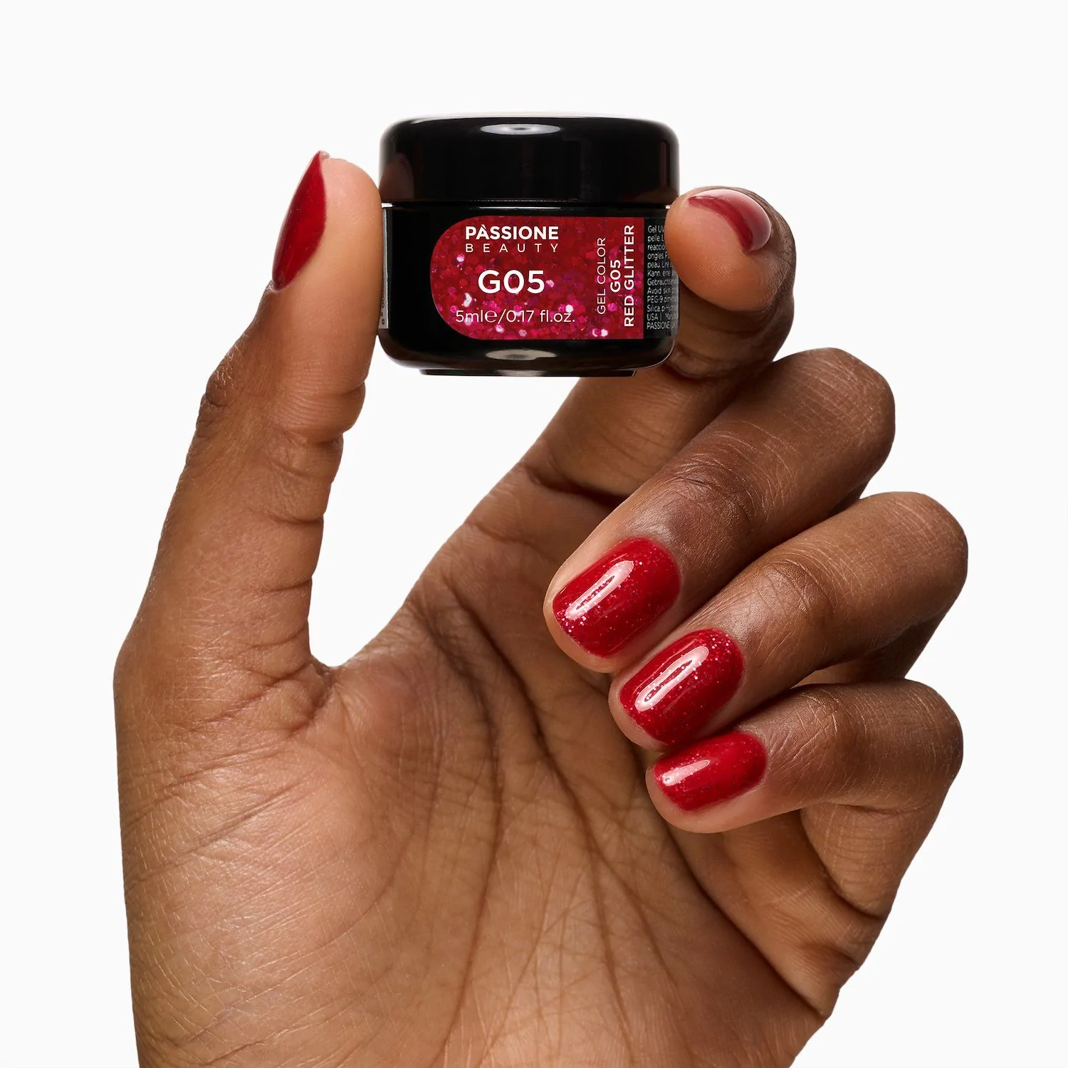 Gel Glitter G05 Red Glitter - Gel color color rojo con purpurina  - detalle 1