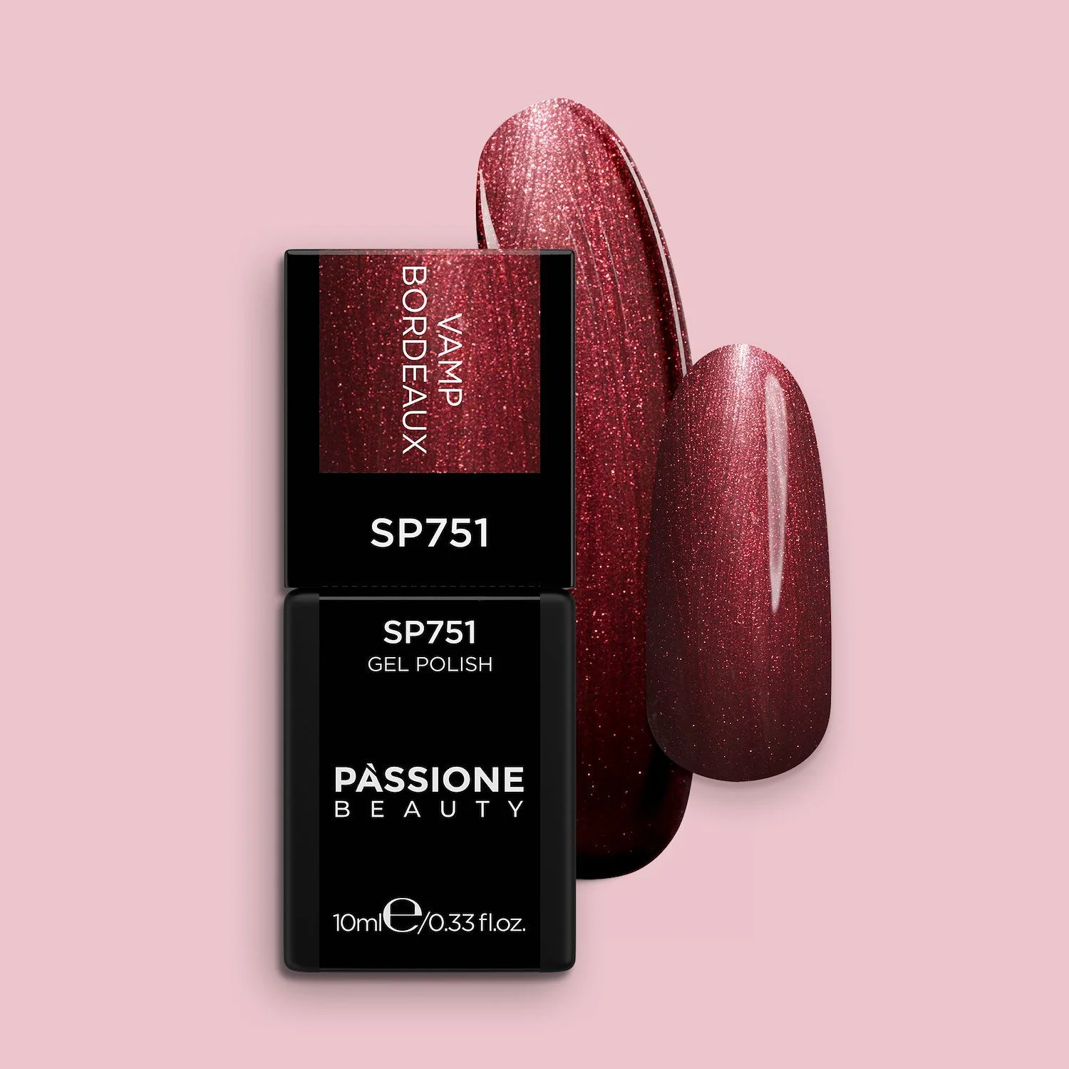 Esmalte semipermanente  SP751 Vamp Bordeaux - Semipermanente rojo burdeos metalizado