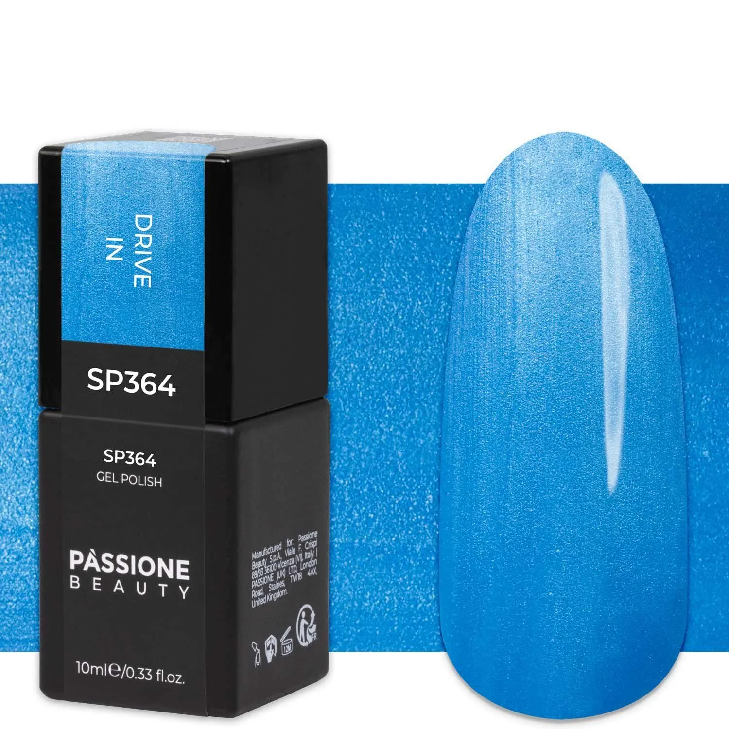 Gel Nail Polish GP364 Drive In  - Metallic Light Blue Gel Polish with Pearlescent Effect 