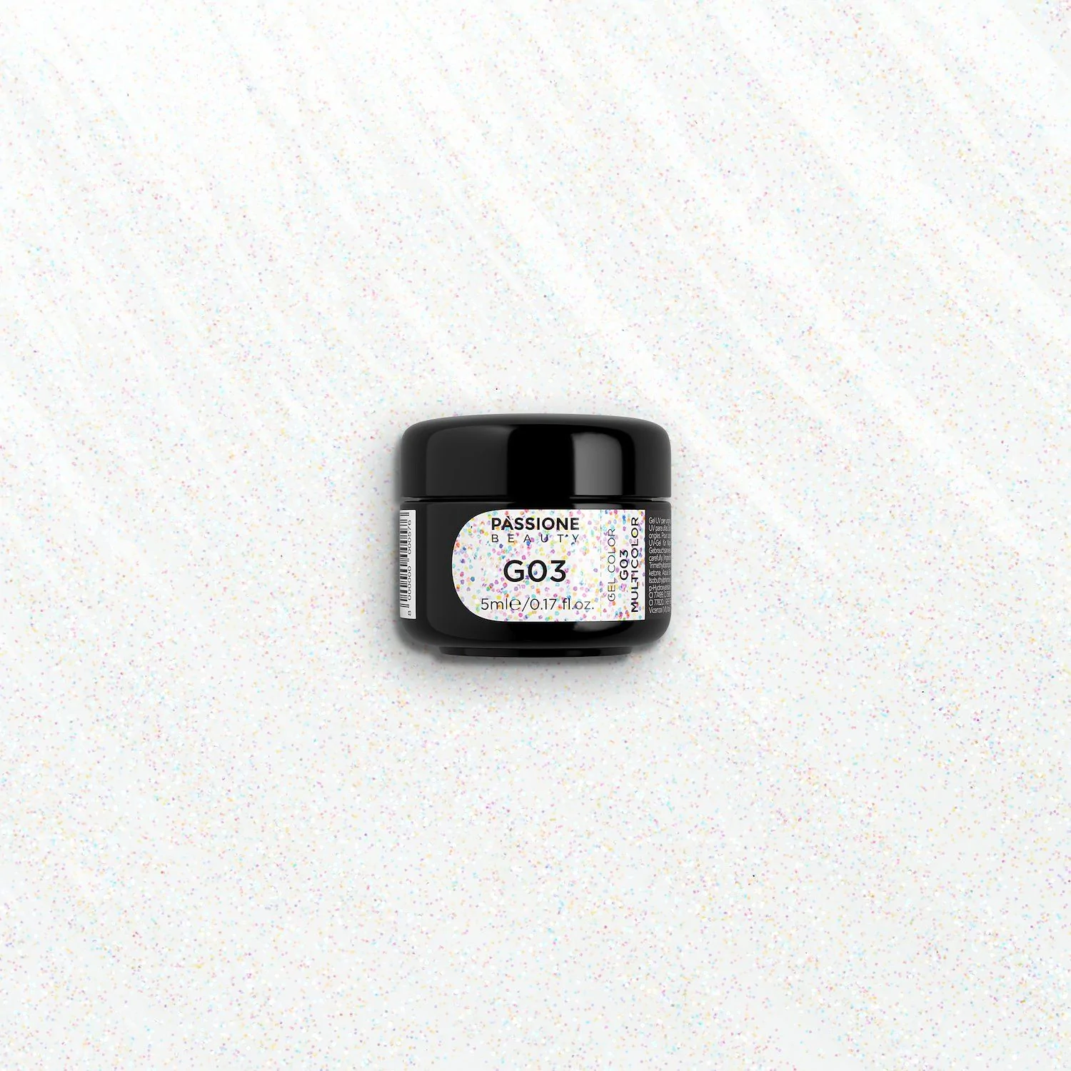 Glitter Farbgel G03 Multicolor - Farbgel in transparent mit buntem Microglitter - Detail 1