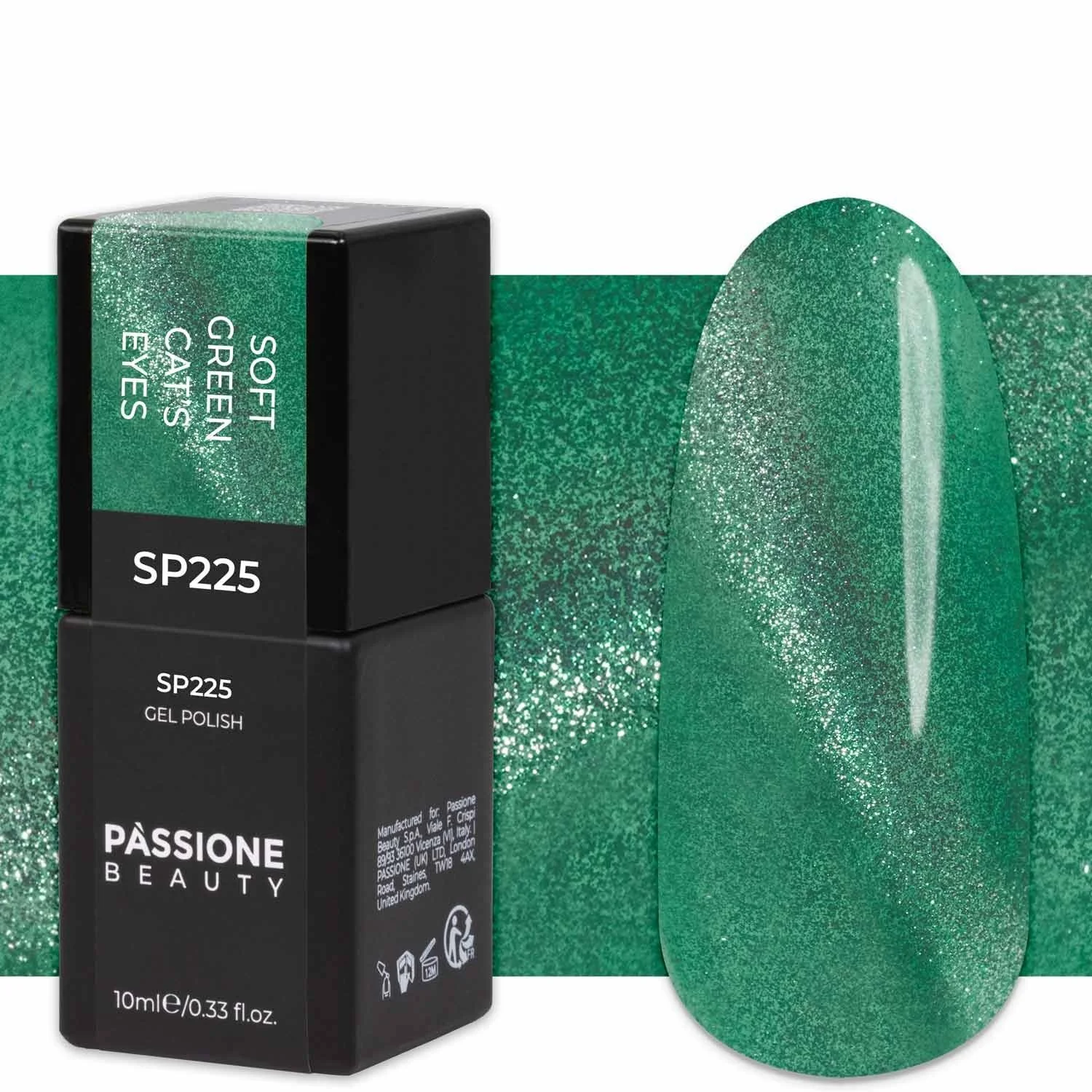 Gel Nail Polish GP225 Soft Green Cat's Eyes  - Shaded Iridescent Green Gel Polish